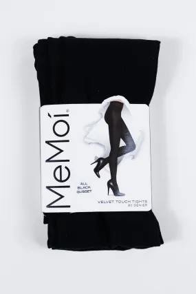 MeMoi Black Velvet Touch Sheer Tights