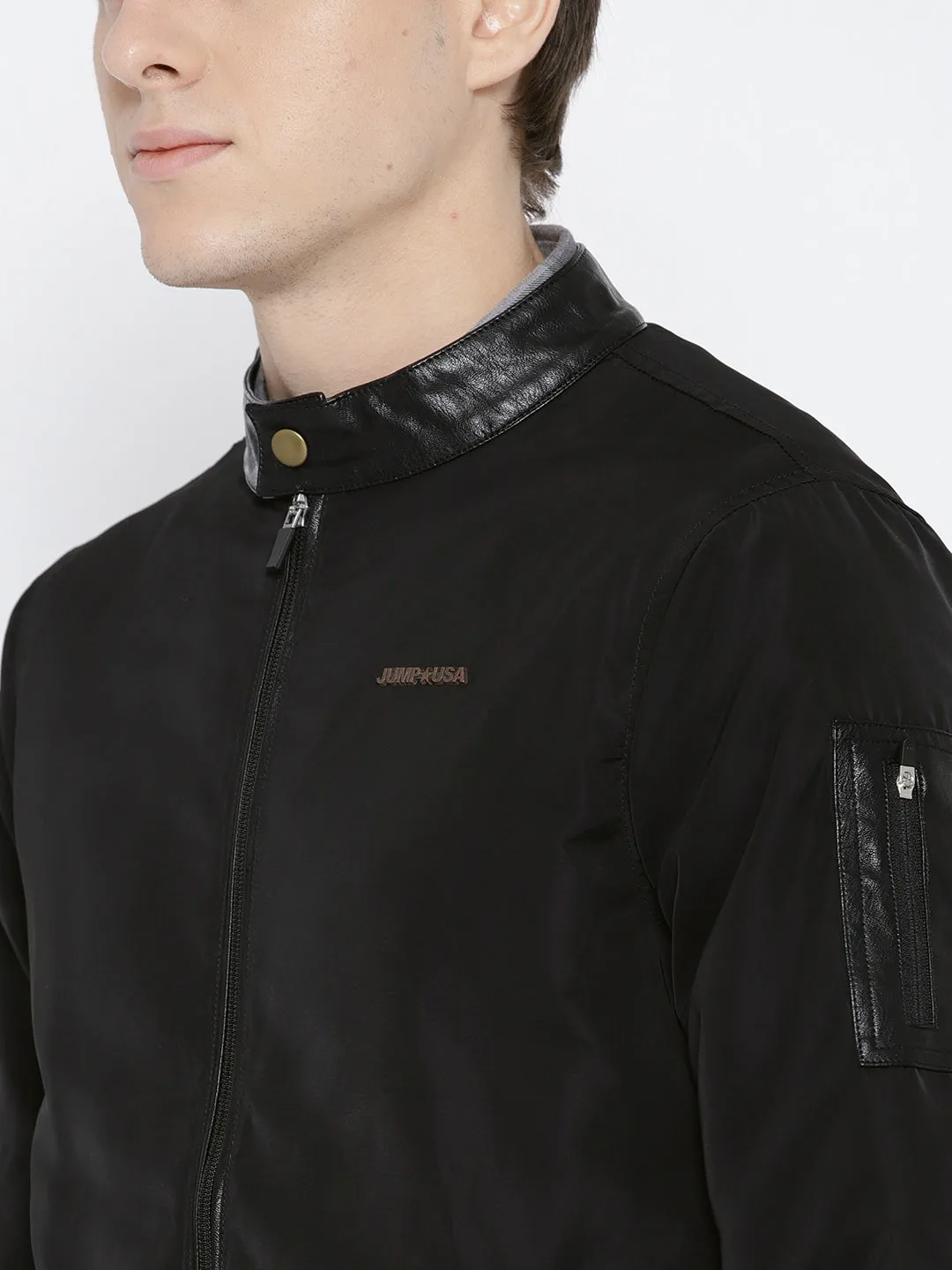 Men Black Solid Open Front Jacket