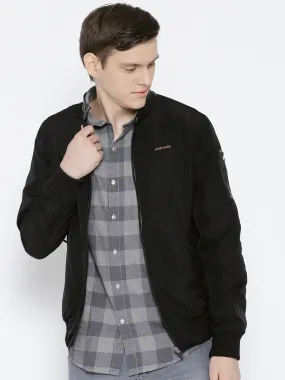 Men Black Solid Open Front Jacket