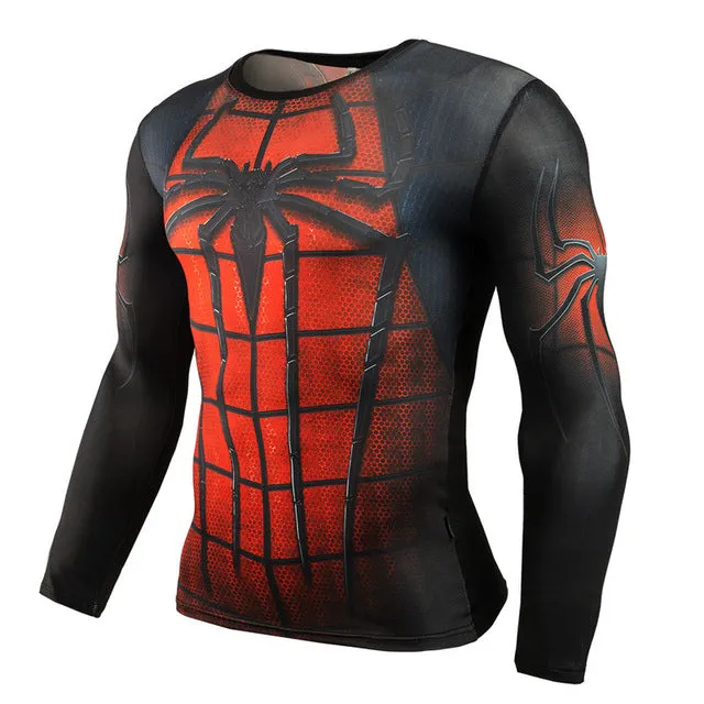 Men Crossfit Long Sleeve Compression Shirt 3D Anime Superhero Superman Captain America T Shirt Tights Fitness Men Tops & Tees