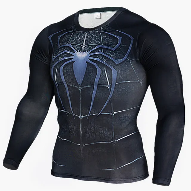 Men Crossfit Long Sleeve Compression Shirt 3D Anime Superhero Superman Captain America T Shirt Tights Fitness Men Tops & Tees