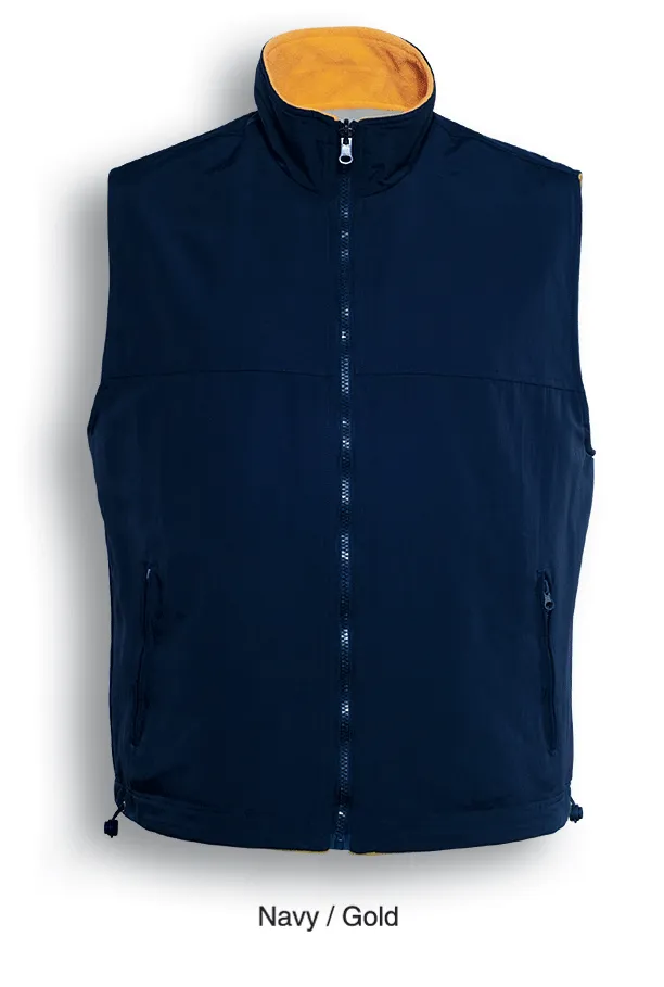 Mens Reversible Fleece Vest - Navy/Gold