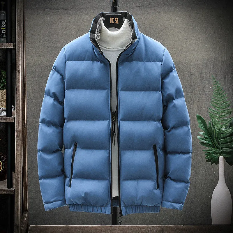 Men's Thick Trendy Sports Jacket Cotton Casual Warm Fur Collar Down Cotton Quilted Jacket