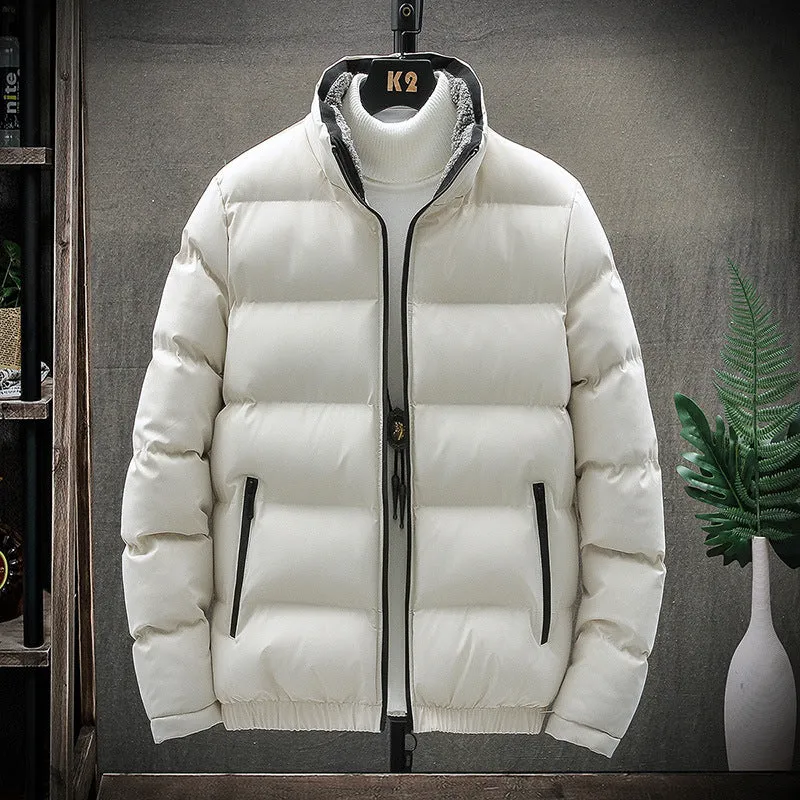 Men's Thick Trendy Sports Jacket Cotton Casual Warm Fur Collar Down Cotton Quilted Jacket