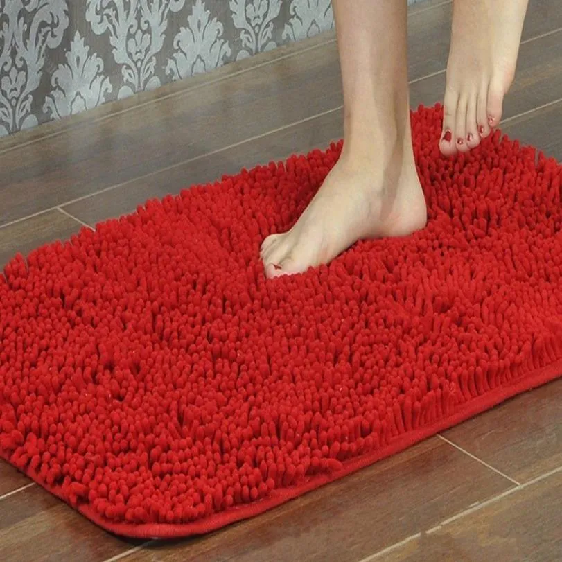 Microfiber anti Slip Bath Mat- Red