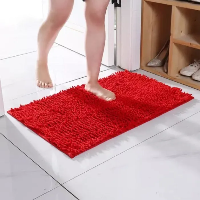 Microfiber anti Slip Bath Mat- Red