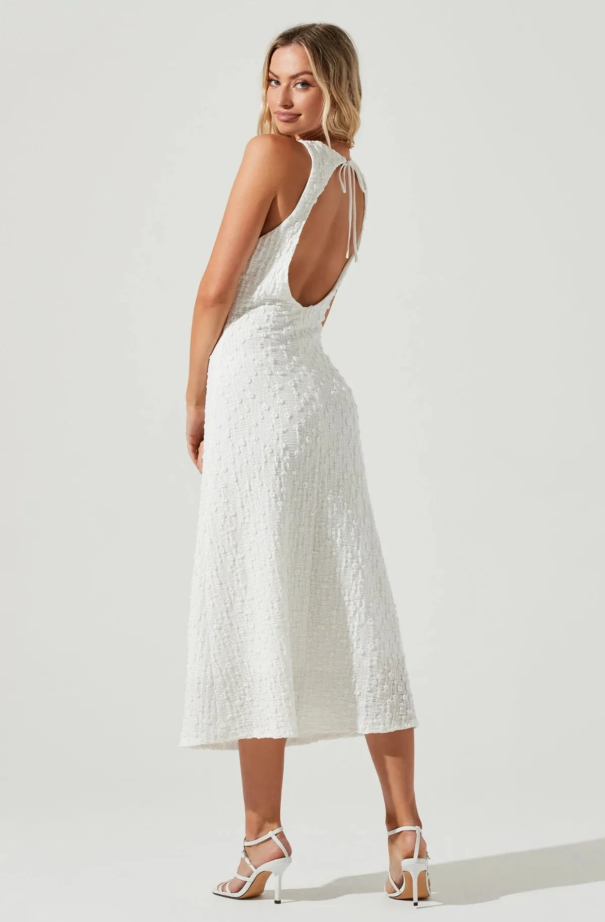 MILLBRAE BACKLESS CRINKLE MIDI DRESS