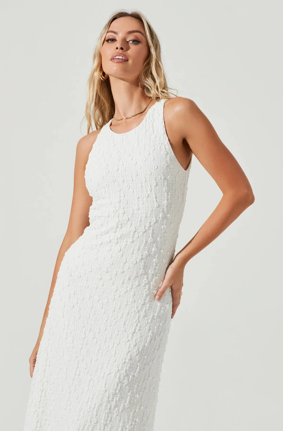 MILLBRAE BACKLESS CRINKLE MIDI DRESS