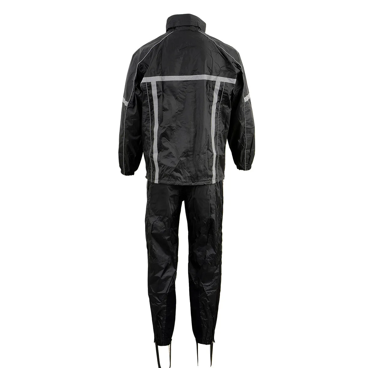 Milwaukee Leather MPM9510 Men's Black Water-Resistant Motorcycle Rain Suit with Hi Vis Reflective Tape