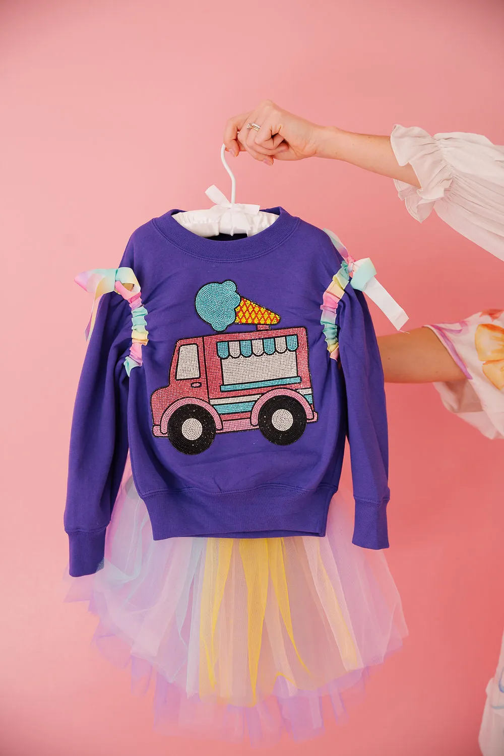 MINI KIDS ICE CREAM TRUCK RIBBON PURPLE PULLOVER