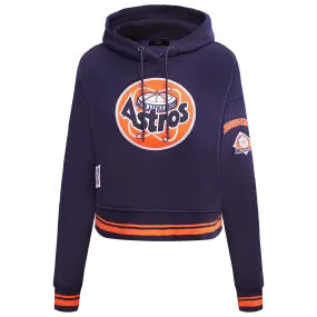 MLB HOUSTON ASTROS RETRO CLASSIC WOMEN'S CROPPED PO HOODIE (MIDNIGHT NAVY/ORANGE/MIDNIGHT NAVY)