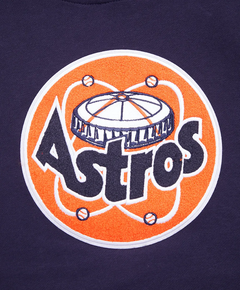 MLB HOUSTON ASTROS RETRO CLASSIC WOMEN'S CROPPED PO HOODIE (MIDNIGHT NAVY/ORANGE/MIDNIGHT NAVY)