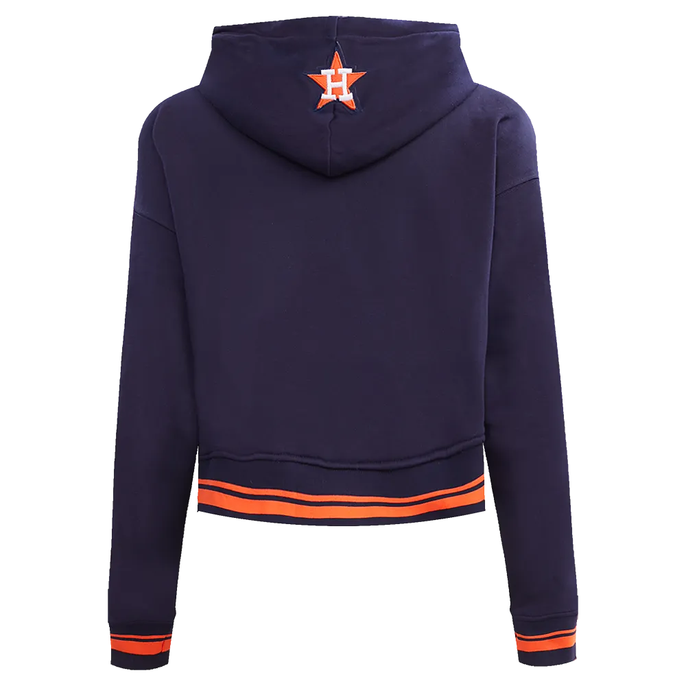 MLB HOUSTON ASTROS RETRO CLASSIC WOMEN'S CROPPED PO HOODIE (MIDNIGHT NAVY/ORANGE/MIDNIGHT NAVY)