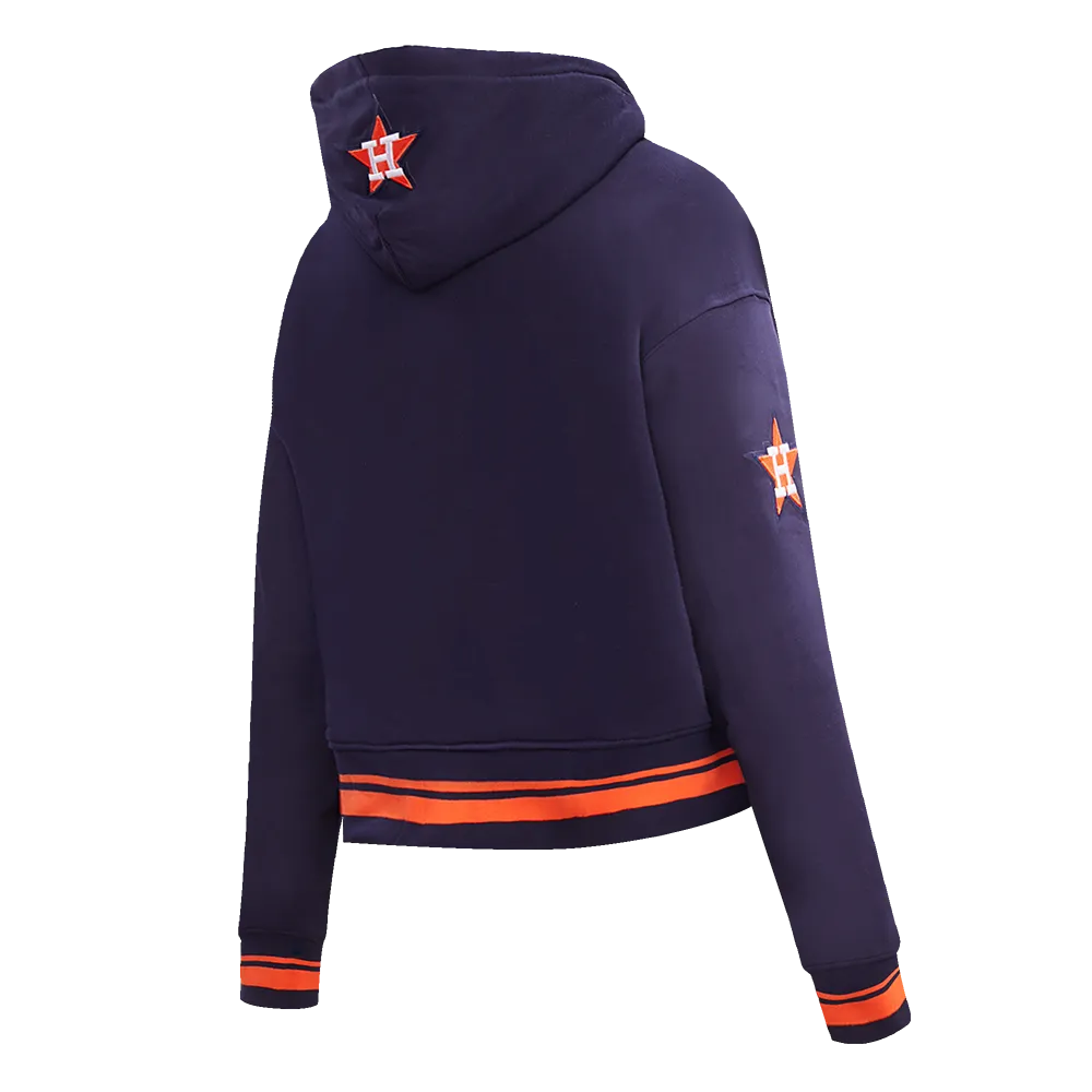 MLB HOUSTON ASTROS RETRO CLASSIC WOMEN'S CROPPED PO HOODIE (MIDNIGHT NAVY/ORANGE/MIDNIGHT NAVY)