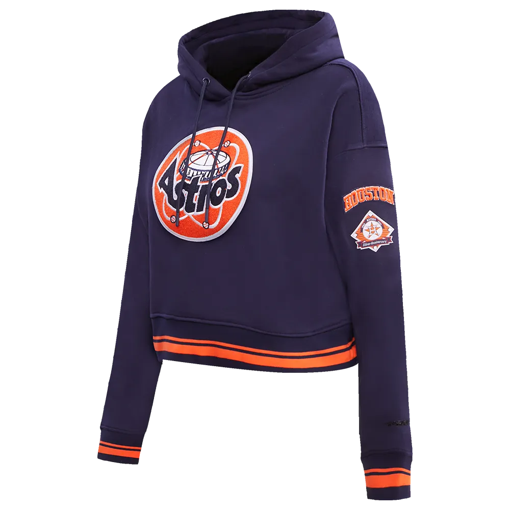 MLB HOUSTON ASTROS RETRO CLASSIC WOMEN'S CROPPED PO HOODIE (MIDNIGHT NAVY/ORANGE/MIDNIGHT NAVY)