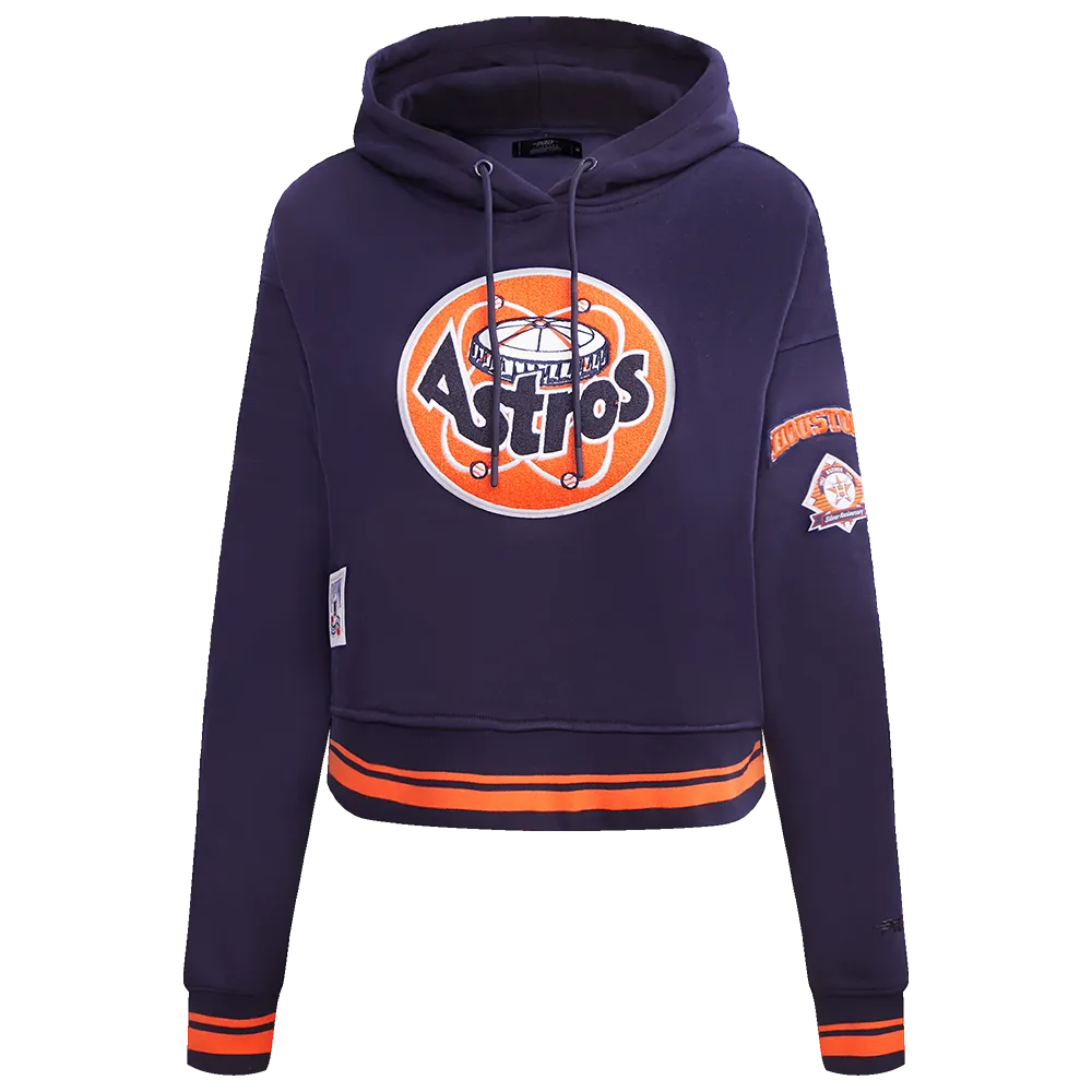 MLB HOUSTON ASTROS RETRO CLASSIC WOMEN'S CROPPED PO HOODIE (MIDNIGHT NAVY/ORANGE/MIDNIGHT NAVY)