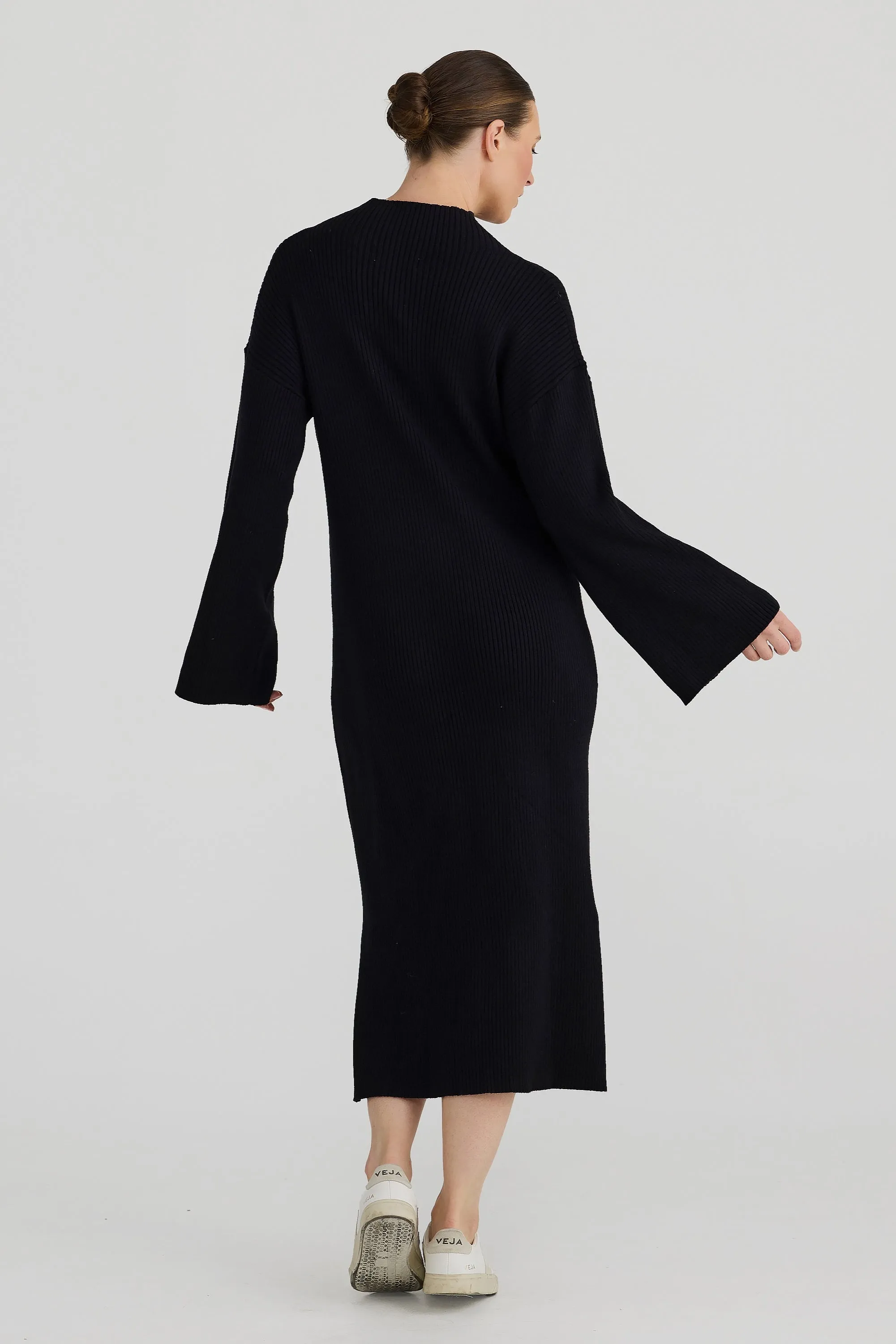 Mock Neck Dress - Black