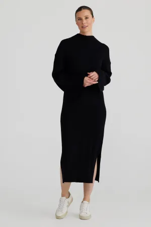 Mock Neck Dress - Black