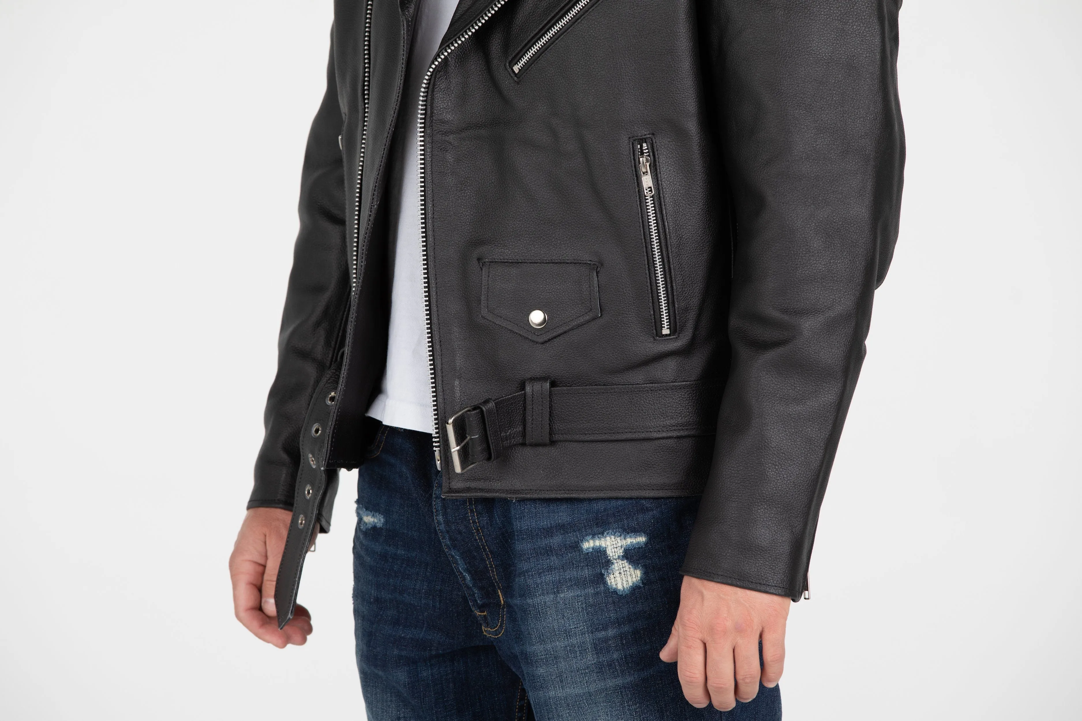 MotoArt Men's Classic Cruiser V1 Biker Genuine Leather Jacket