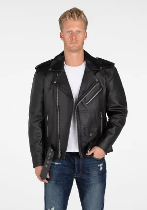 MotoArt Men's Classic Cruiser V1 Biker Genuine Leather Jacket