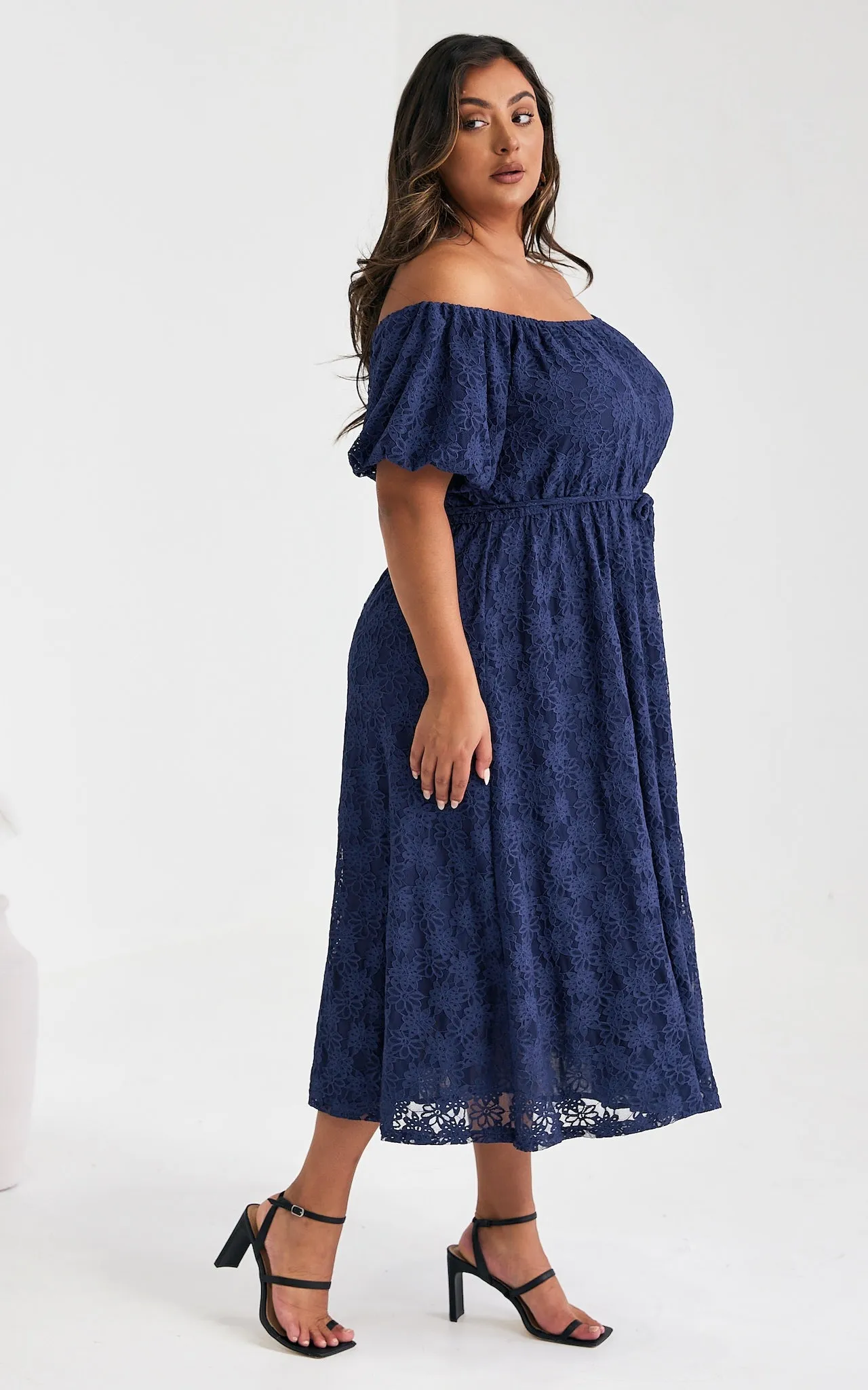 Nara Midi Dress - Navy Lace