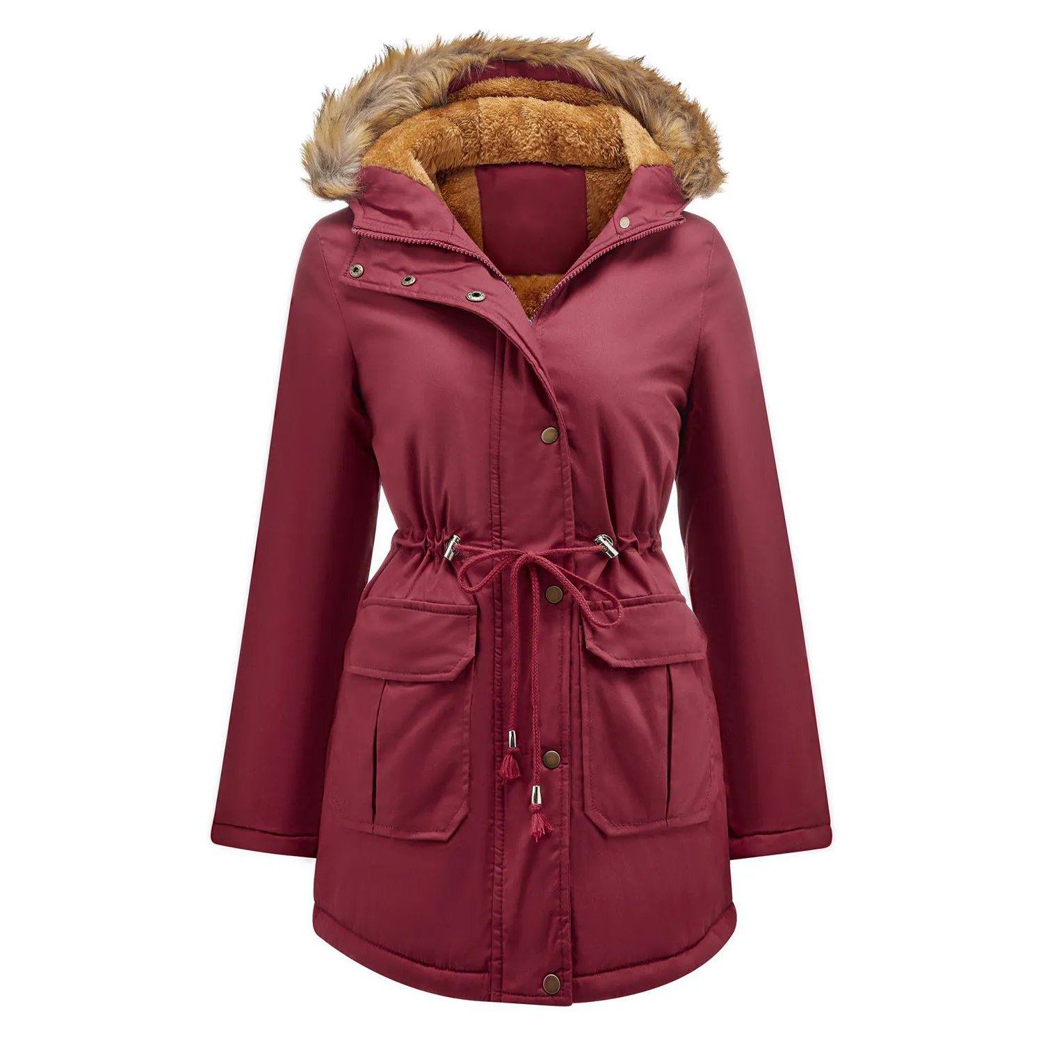 New European size fleece padded jacket hooded fur collar winter warm jacket large size women's padded jacket  wish