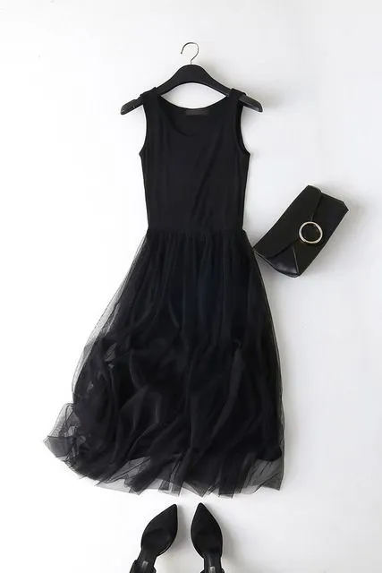 New Sexy Lace Vest Dress Women Sleeveless O-neck Loose Spaghetti Strap Spring Summer Dress