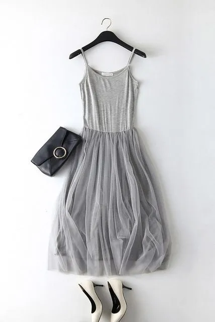 New Sexy Lace Vest Dress Women Sleeveless O-neck Loose Spaghetti Strap Spring Summer Dress