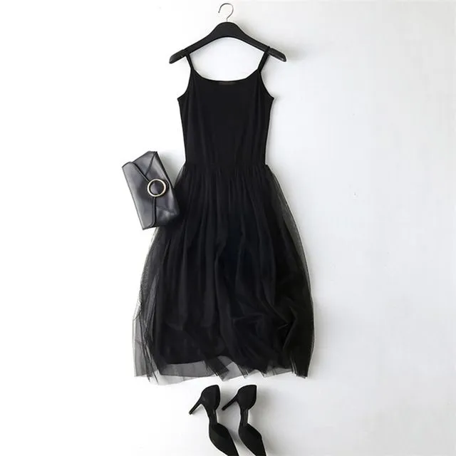 New Sexy Lace Vest Dress Women Sleeveless O-neck Loose Spaghetti Strap Spring Summer Dress