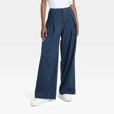 New - Women's High-Rise Wide Leg Pleated Front Trousers - A New Day