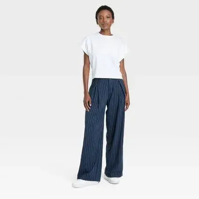 New - Women's High-Rise Wide Leg Pleated Front Trousers - A New Day