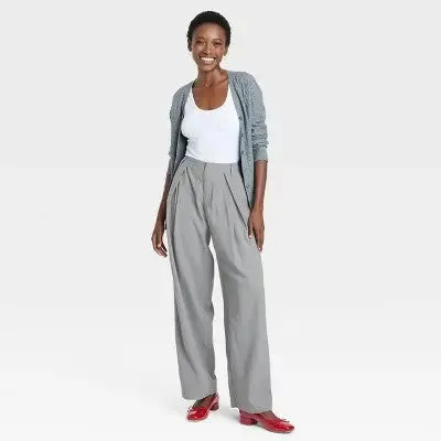 New - Women's High-Rise Wide Leg Pleated Front Trousers - A New Day