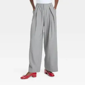 New - Women's High-Rise Wide Leg Pleated Front Trousers - A New Day