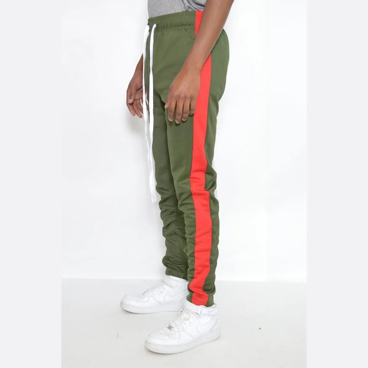 Olive & Red Slim Fit Track Pants