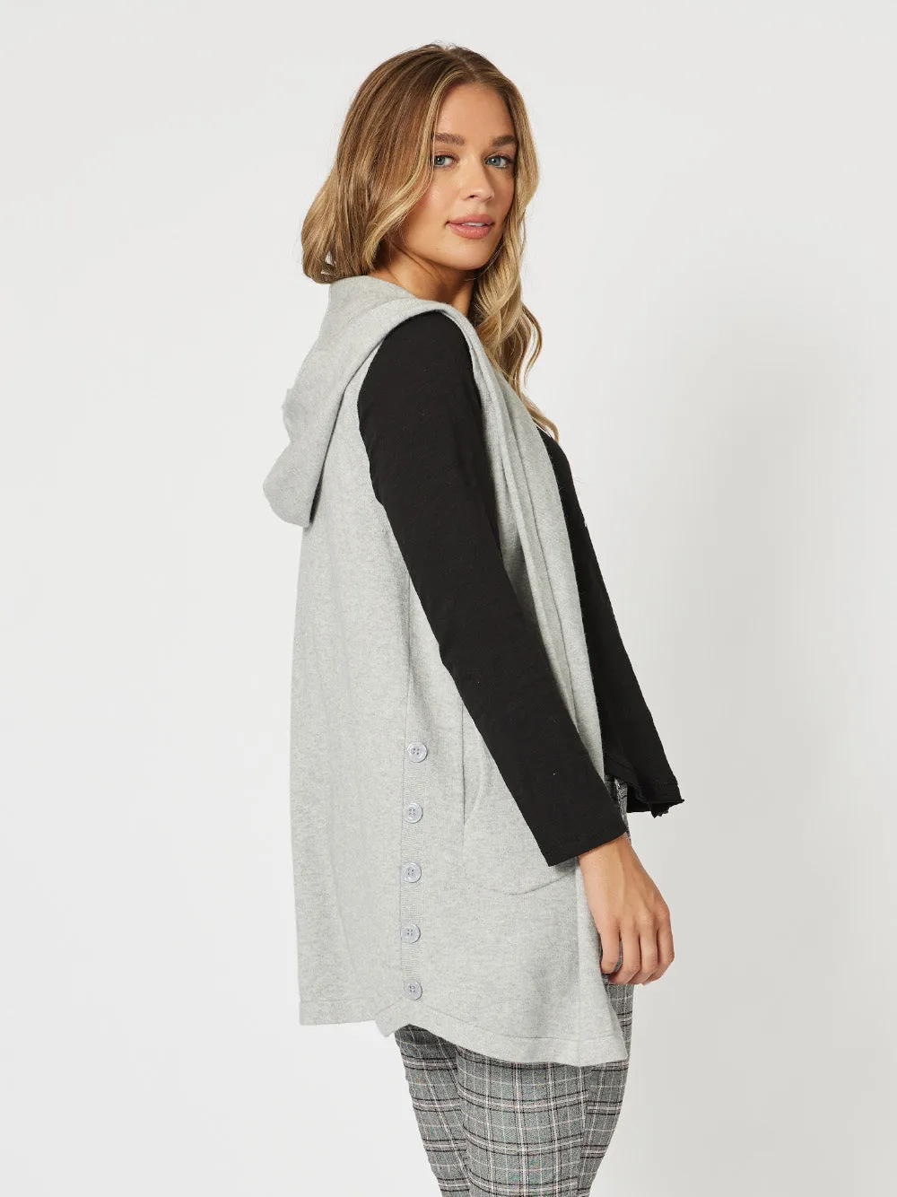 Ollie Side Button Vest - Silver