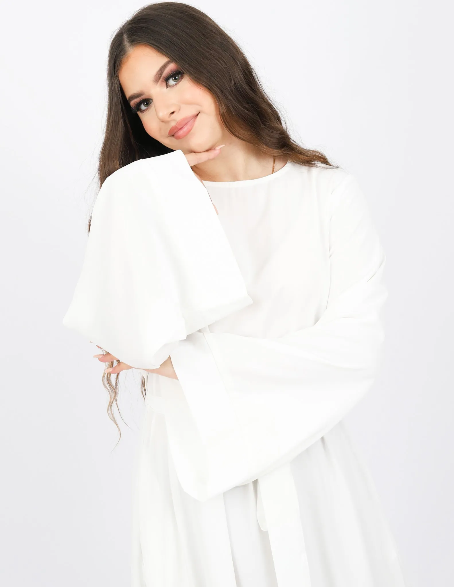 Open Sleeve Abaya - Shades of White