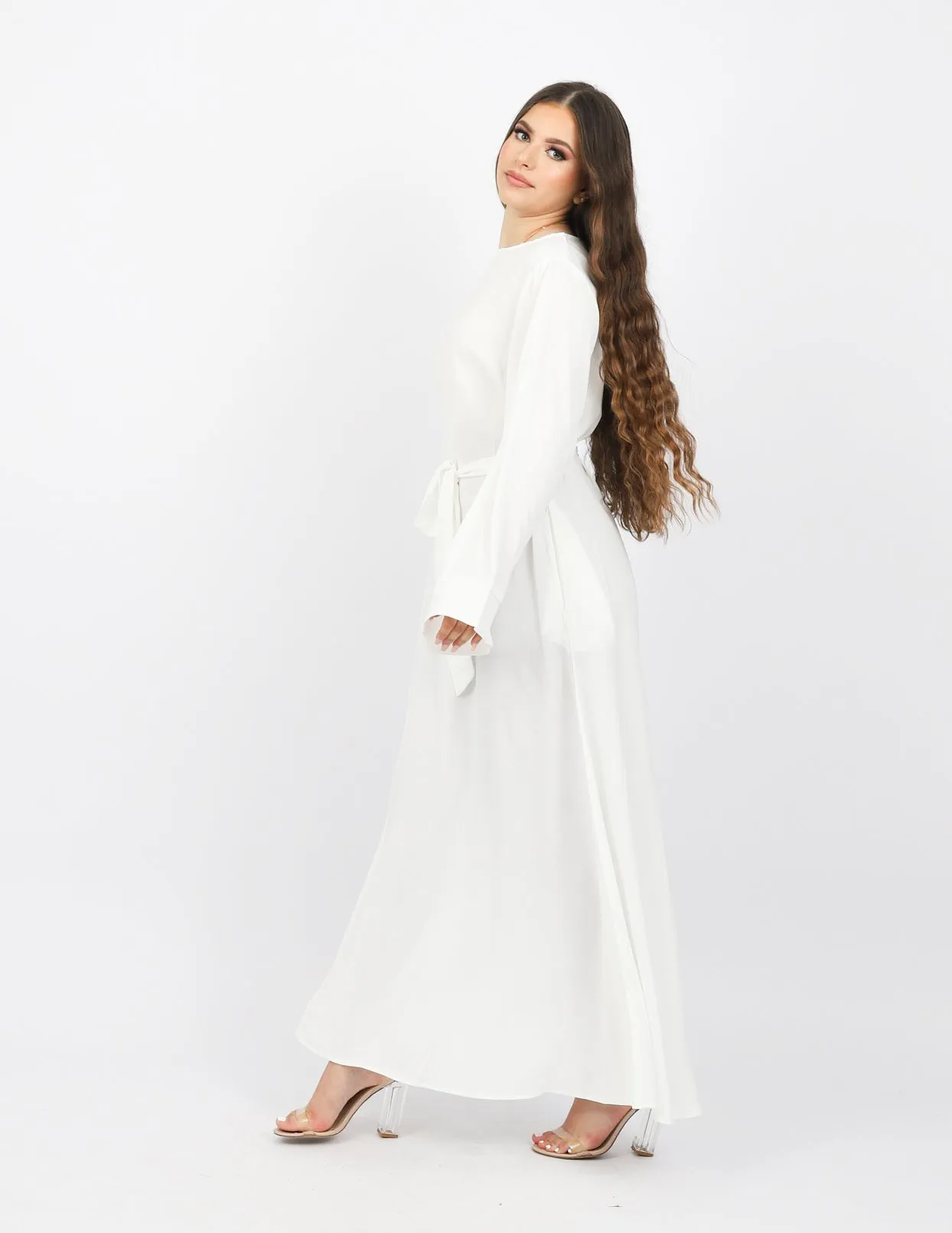 Open Sleeve Abaya - Shades of White