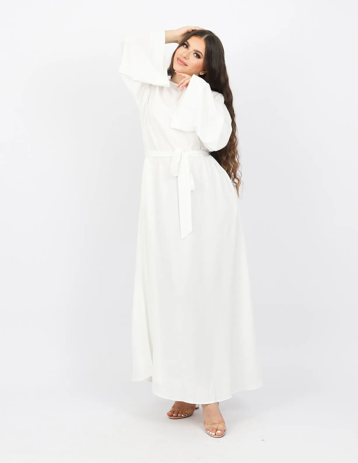 Open Sleeve Abaya - Shades of White