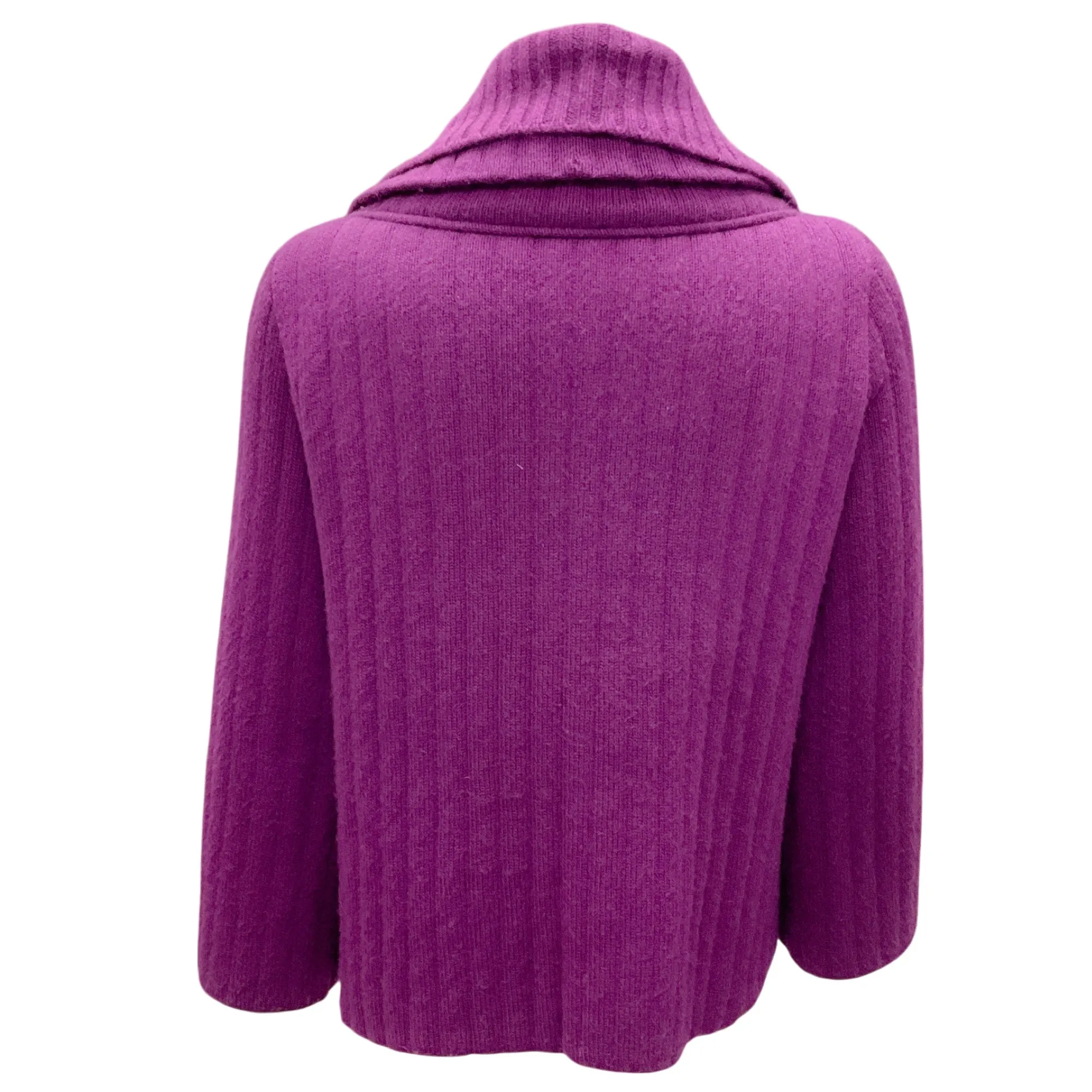 Oscar de la Renta Purple Fall 2008 Ribbed Knit Cashmere Cardigan Sweater