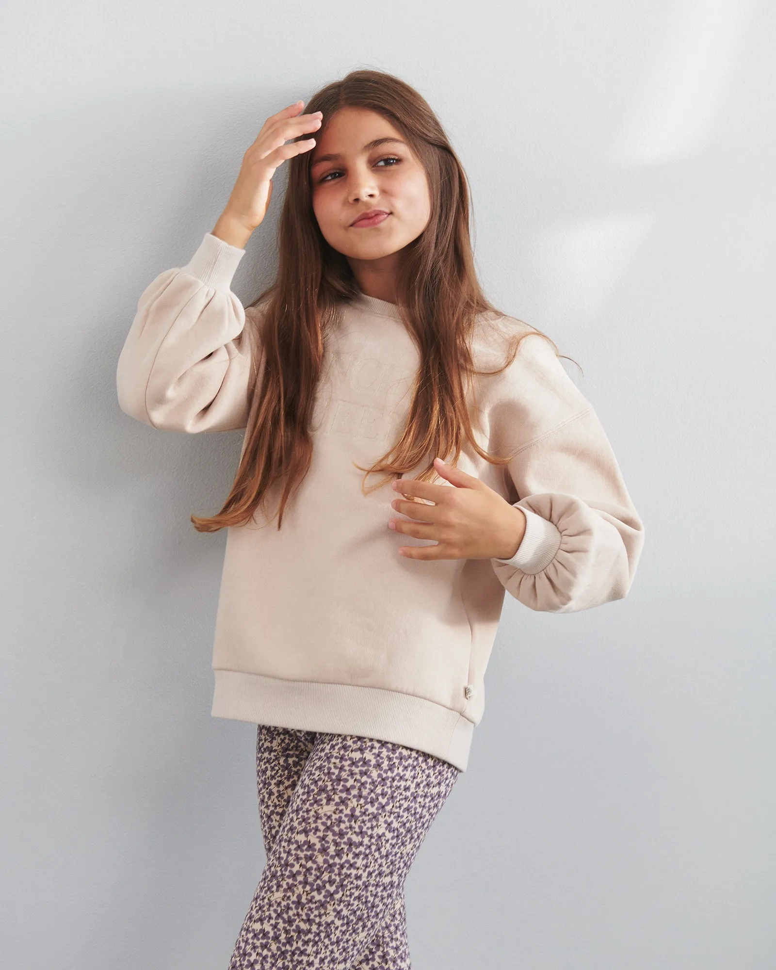 Oversized Sweatshirt w. Embroidery - Tween - Moonlight