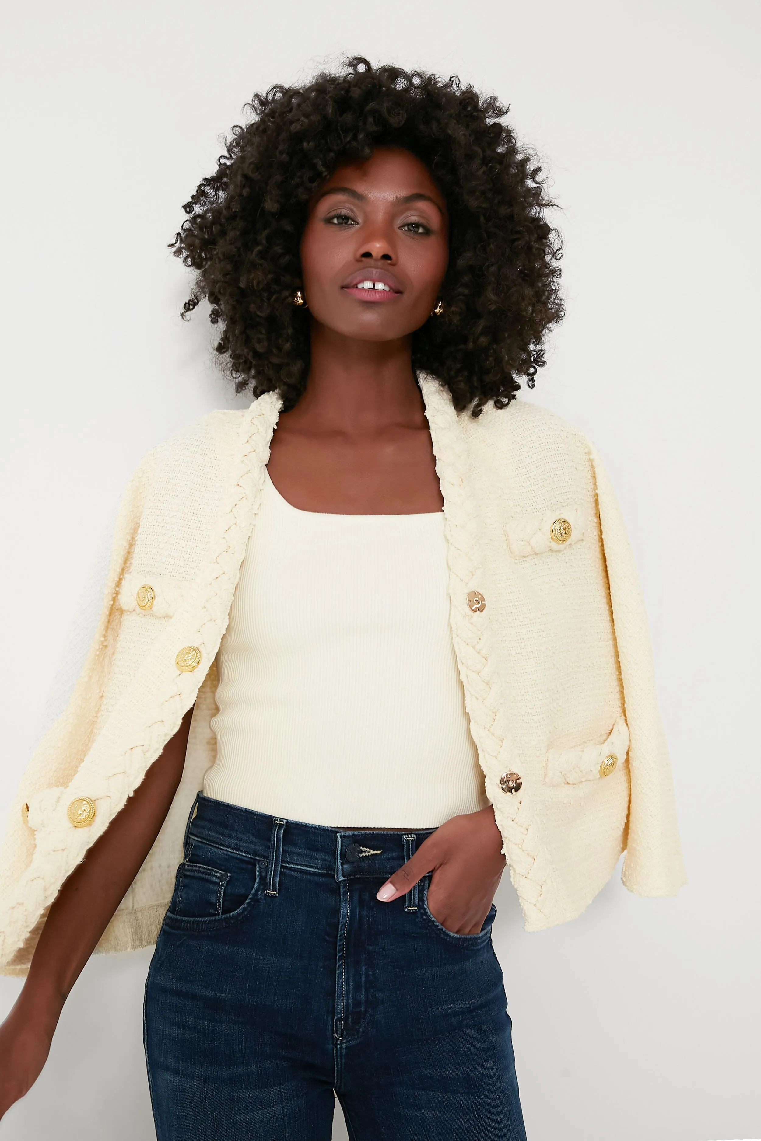 Pearl White Clodagh Tweed Jacket