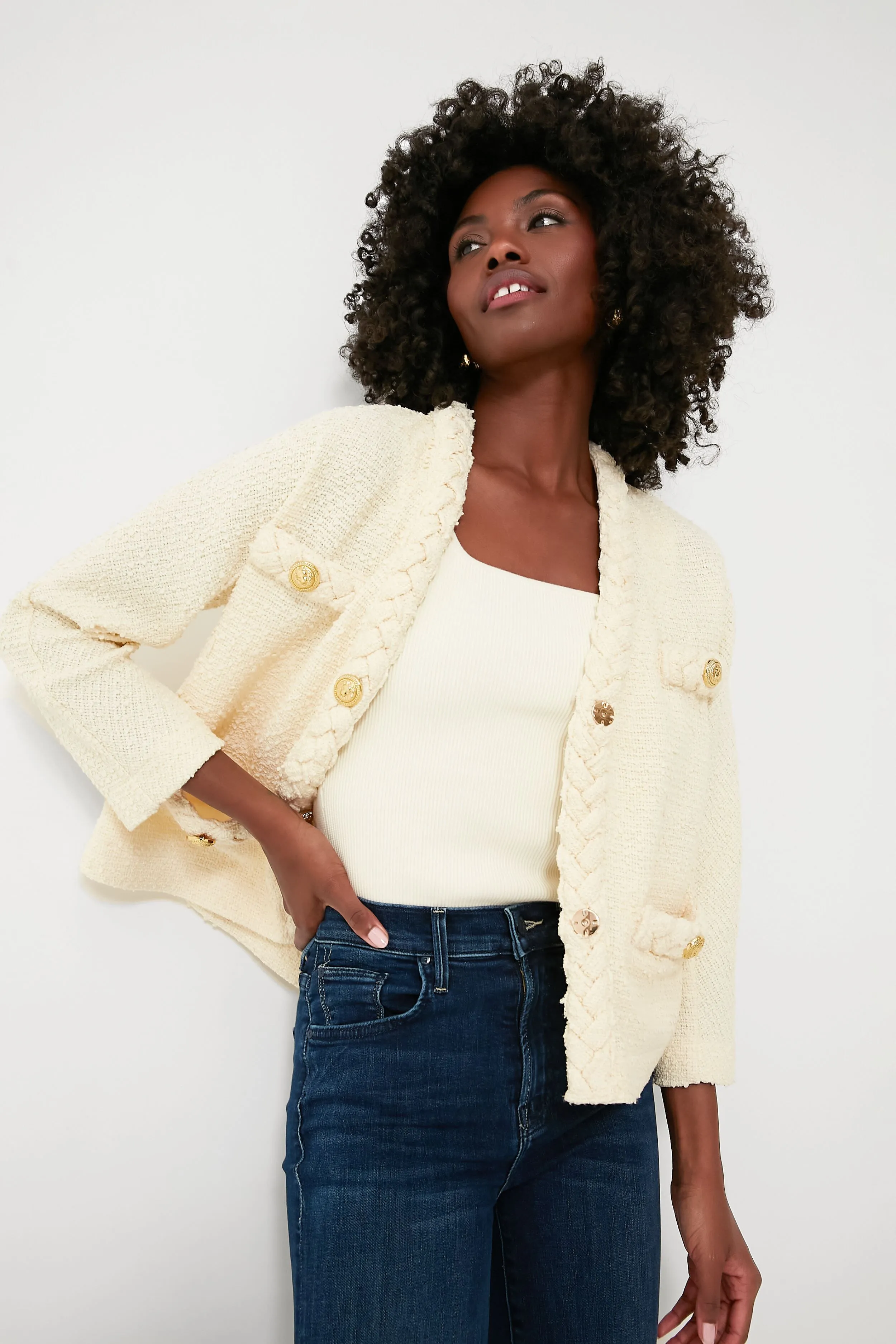 Pearl White Clodagh Tweed Jacket