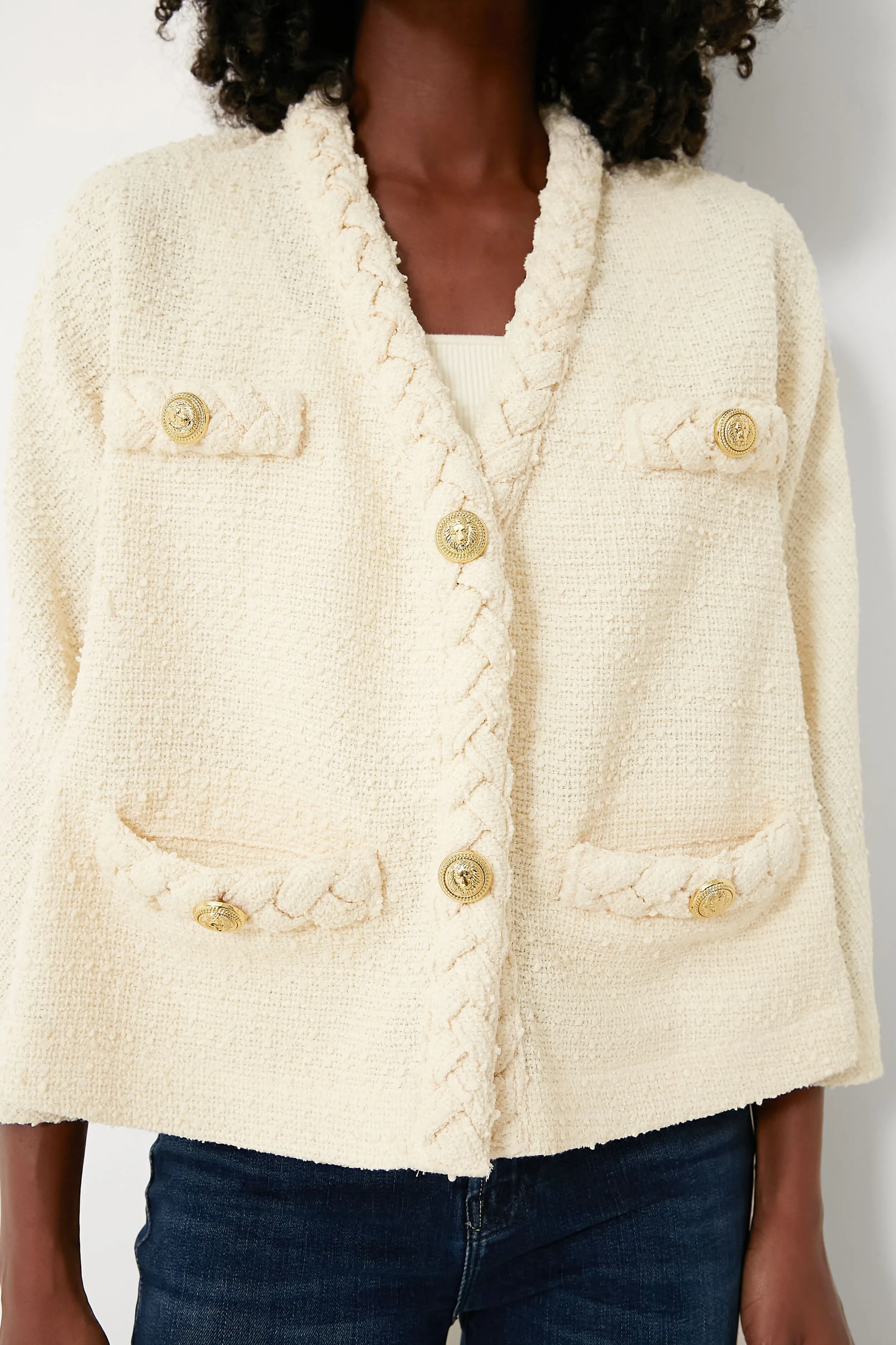 Pearl White Clodagh Tweed Jacket