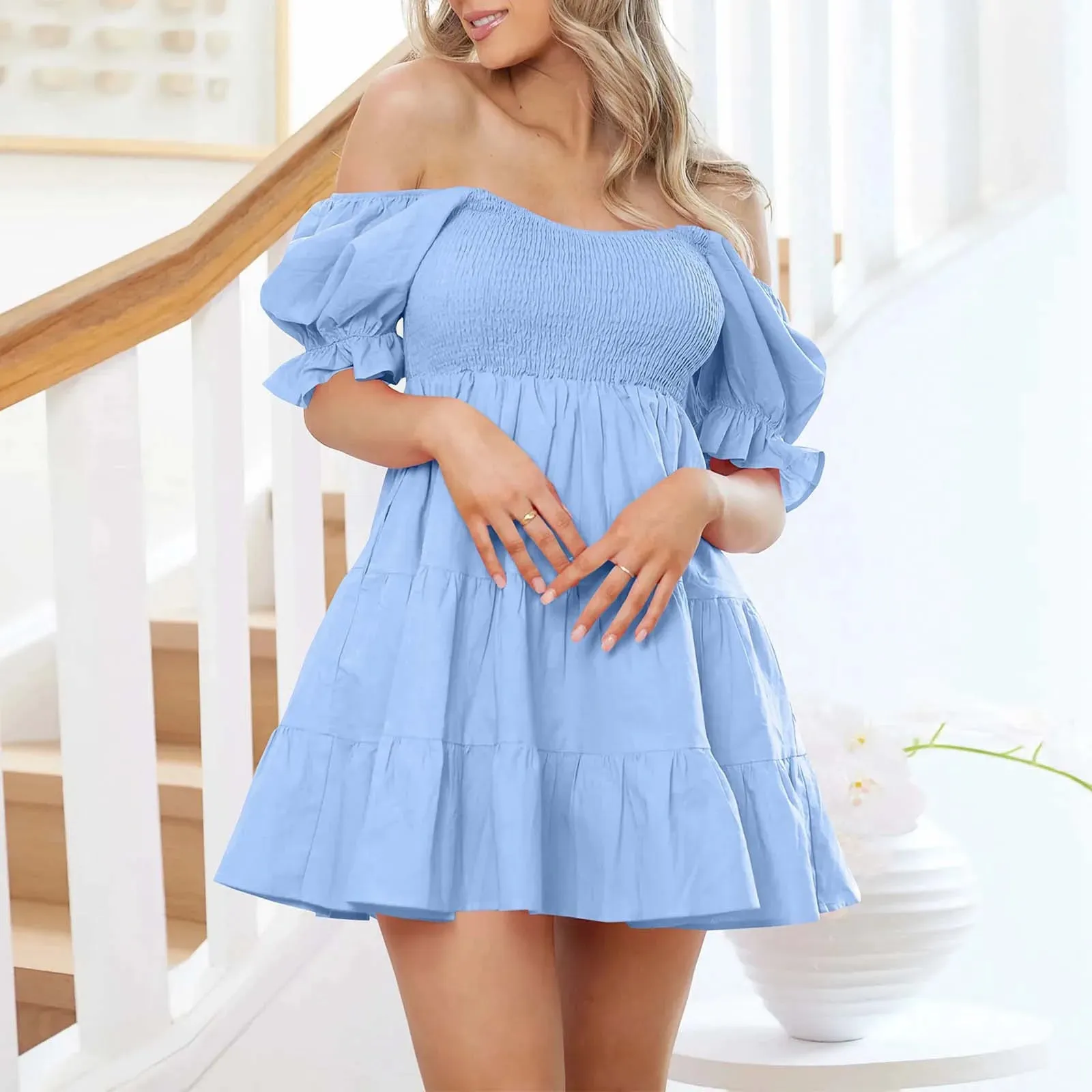 Pink Backless Off Shoulder Vacation A-line Summer Elegant Slim Tube Top Mini Sweet Dress