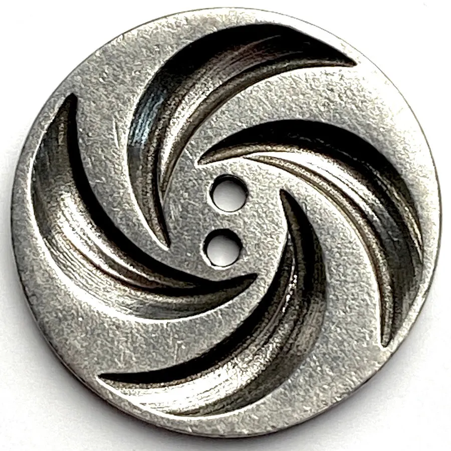 Pinwheel Large Pewter 2-hole Button, 1-5/16" /  33mm USA Made, #FJ-57