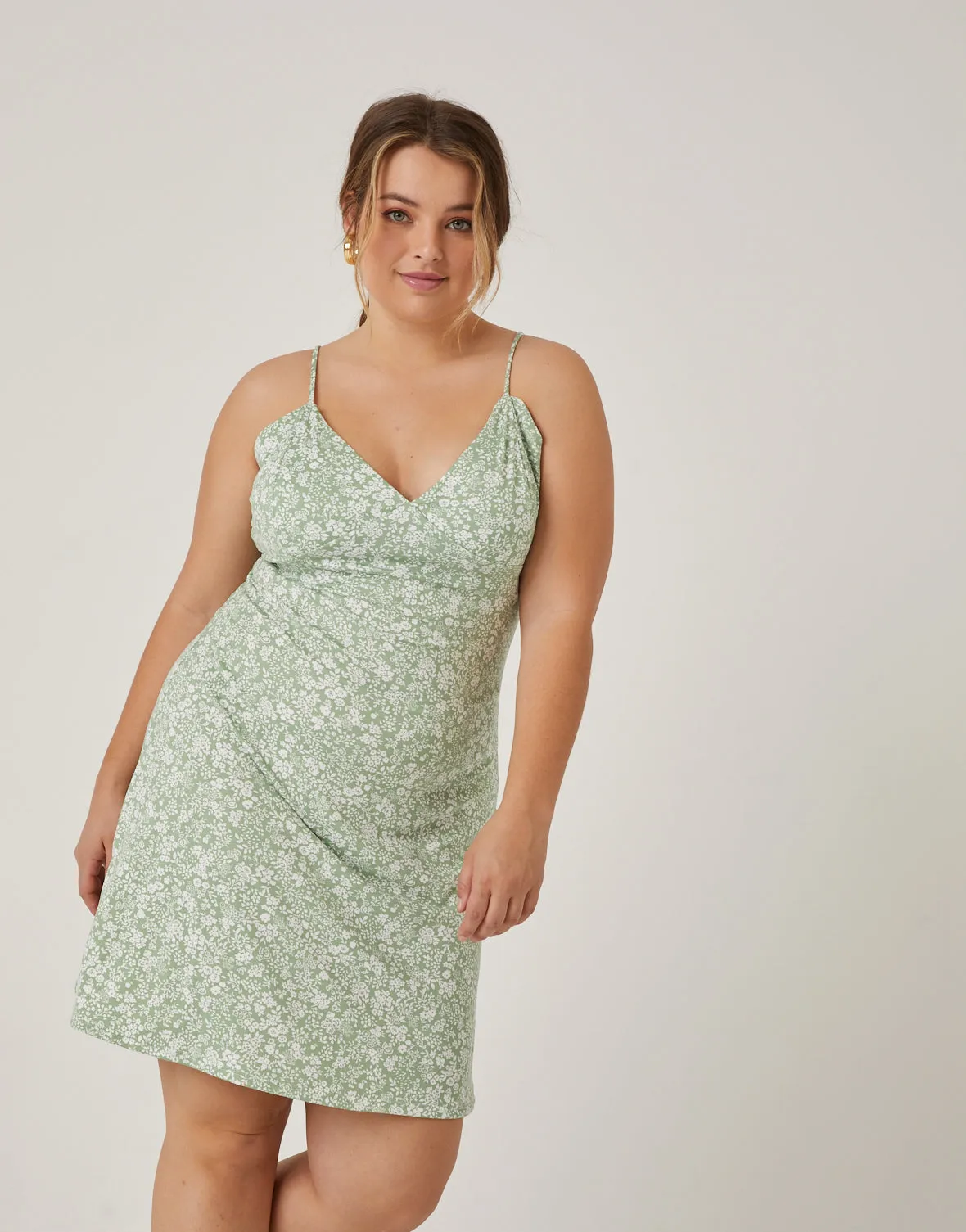 Plus Size Floral Stretch Mini Dress