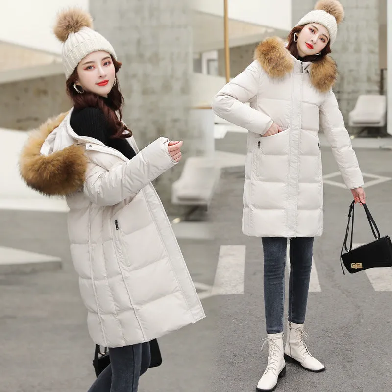 Plus Size Padded Big Fur Collar Quilted Jacket Fashion Jacket