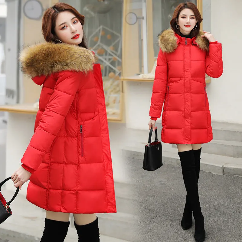 Plus Size Padded Big Fur Collar Quilted Jacket Fashion Jacket