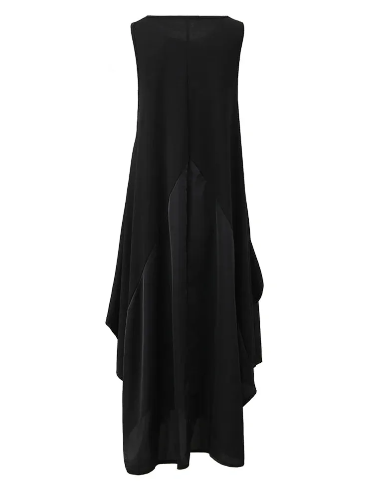 Pre Order:  Irregular Black Loose Midi Dress