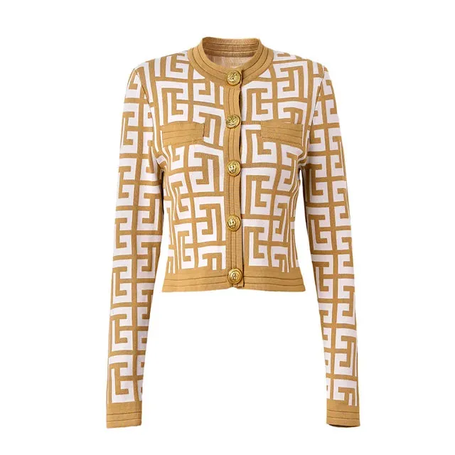 Pre Order:  Luxury Jacquard Knitted Slimming Cardigan